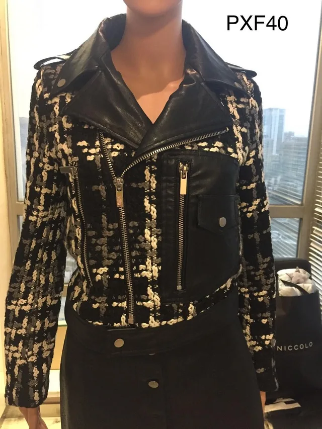 Ladies Print Embroider Pu Jacket