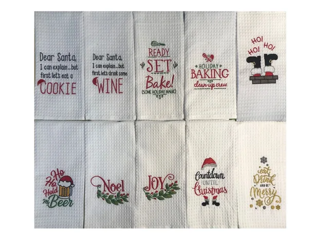 Embroidery Waffle Kitchen Towel