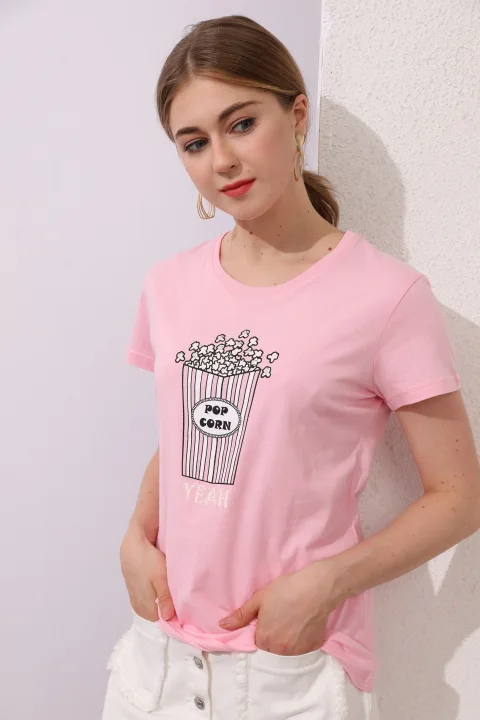 Ladies short sleeve t shirt with printing