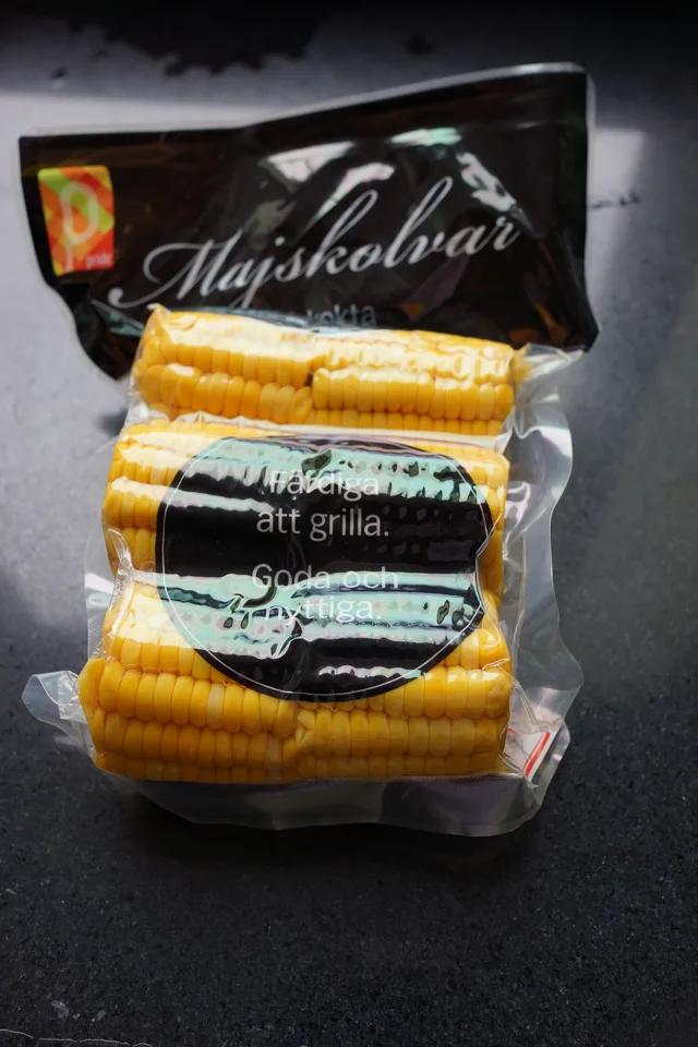 Sweet corn cobs in vaccum pack