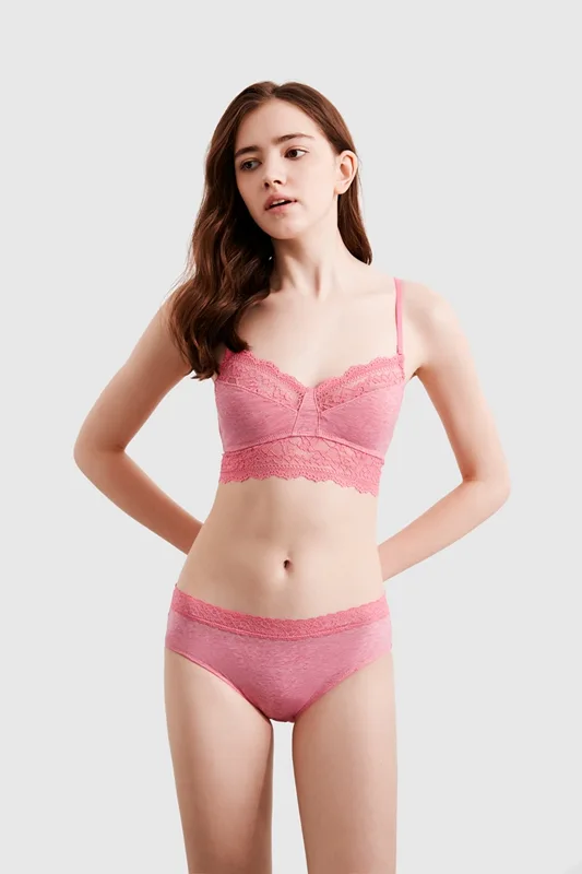 Soft melange cotton bra & Brief & Shorty