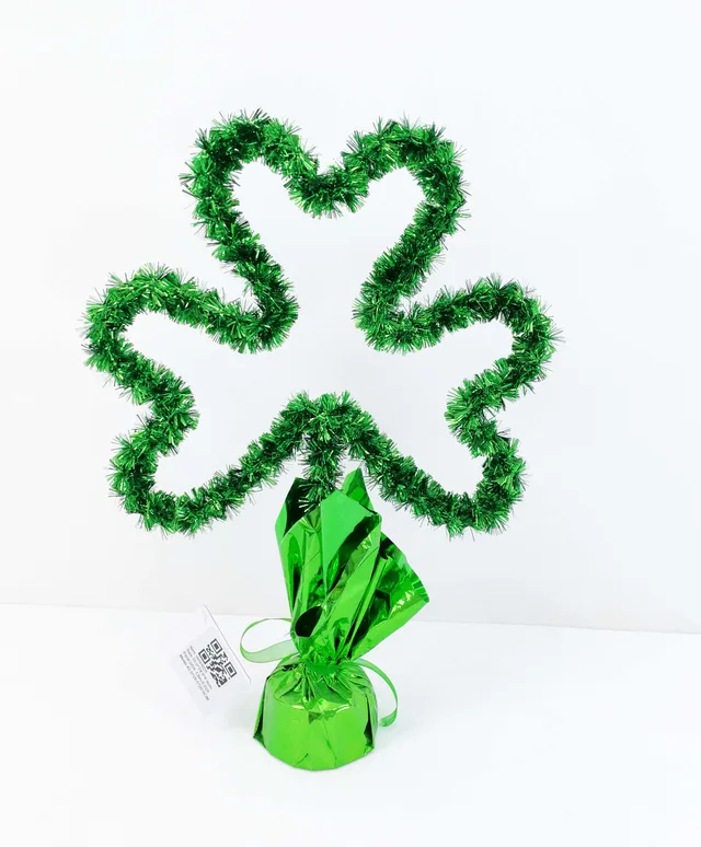 St.patrick tinsel shamrock w/base