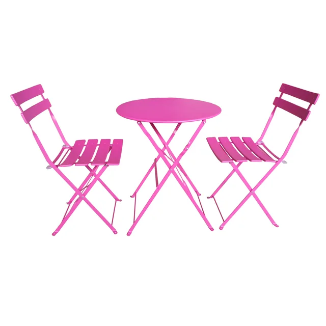 Patio Premium Steel Patio Bistro Set, Folding Outdoor Patio Furniture Sets, 3 Piece Patio Set of Foldable Patio Table and Chairs