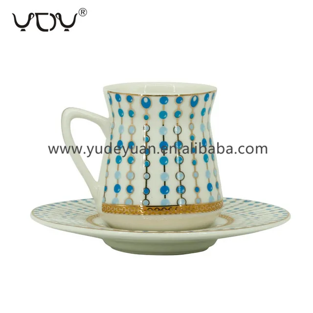 Factory price bone china blue 90cc personalized tea cup saucer set