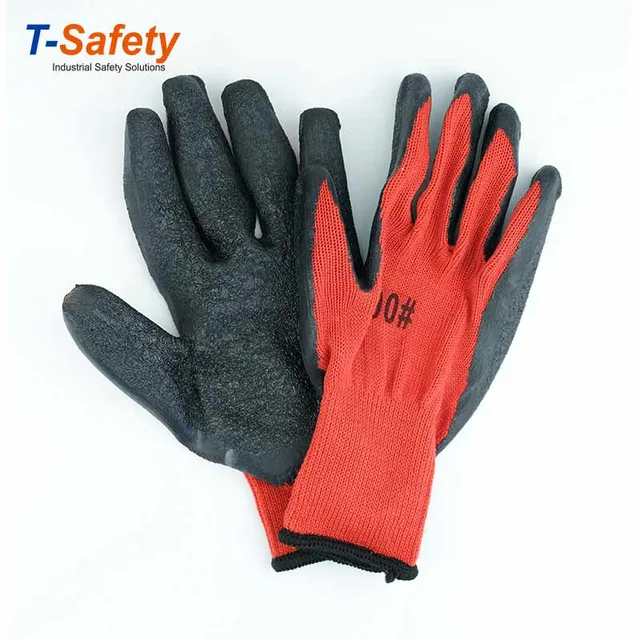 10 Gauge cotton knitted with latex crinkle coated gloves