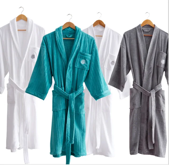 Bathrobe striped men white quilted robe bathrobe logo