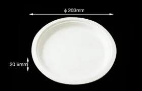 Paper pulp tableware 8" Round Plate
