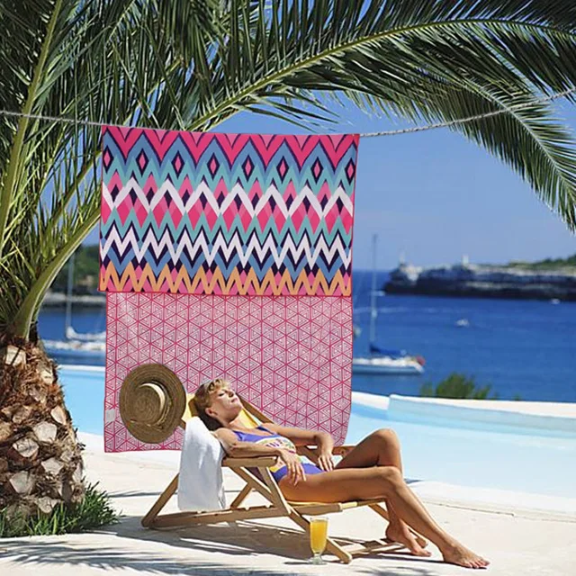 Microfiber waffle printed beach towel