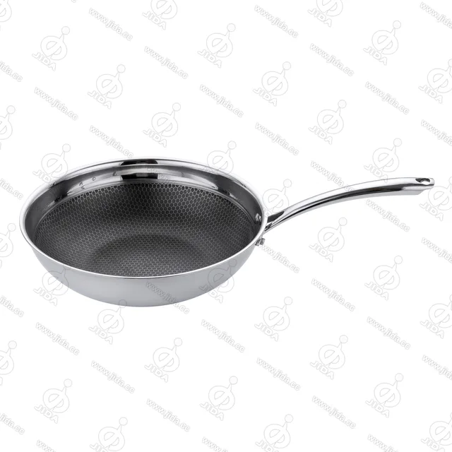 Stainless steel honeycomb web non-stick wok