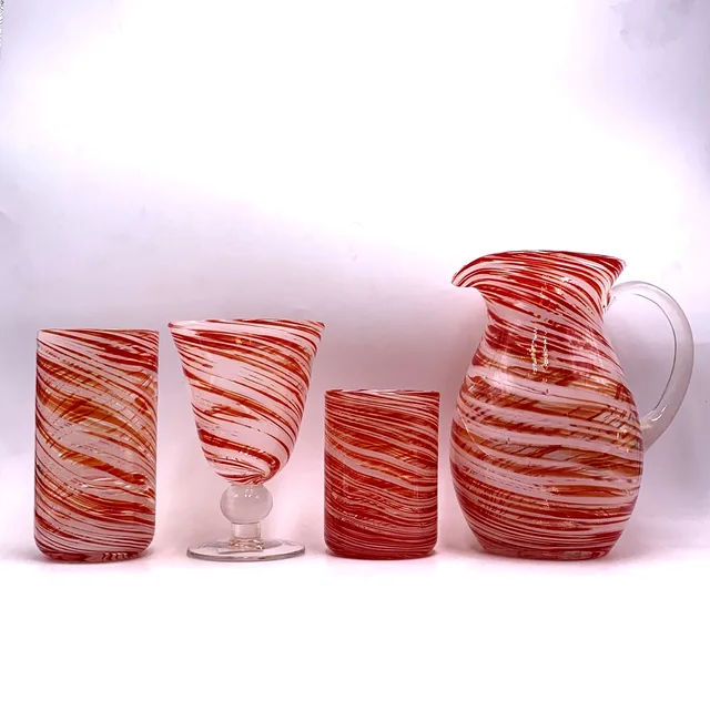 Swirl red could hand blown glasswares