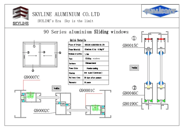 SKYLINE G90 series sliding window