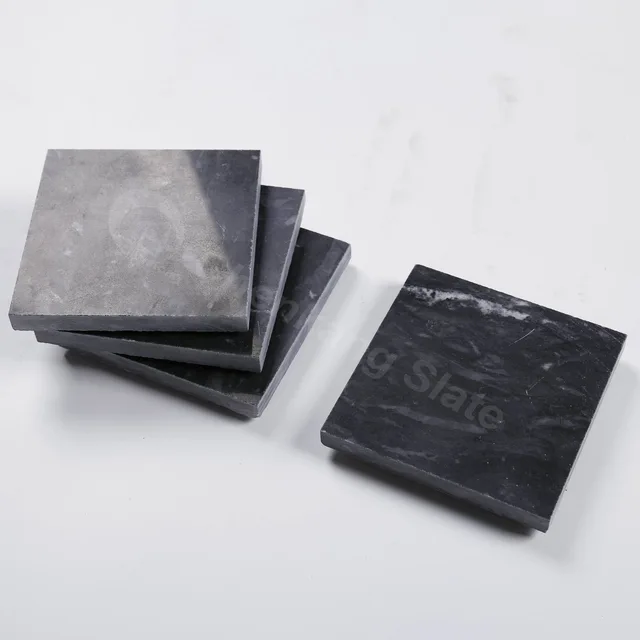 Set Of 4, Black Marble Coasters