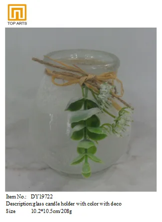 Glass candle holder with color with deco
