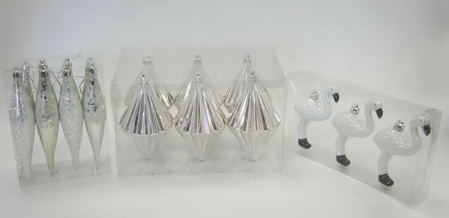 Silver geometric Christmas ball