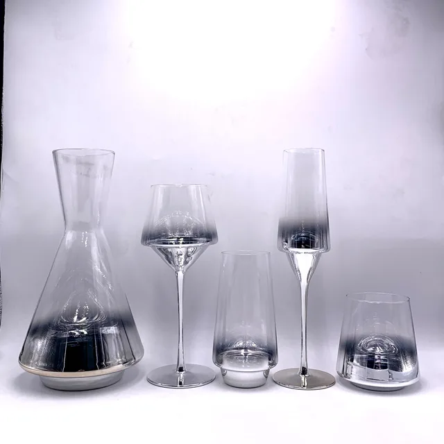 New design half silver electroplating blown glassware sets