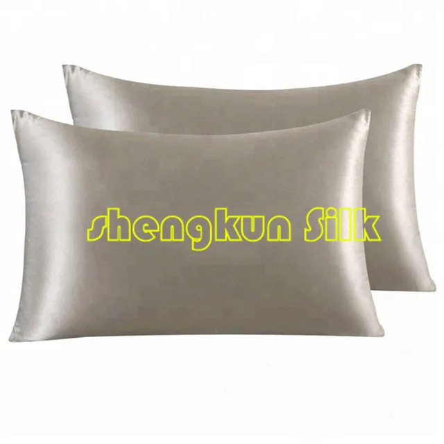 19MM Mulberry Silk Queen Size Solid Color Hidden Zipper Closure Silk Pillowcase
