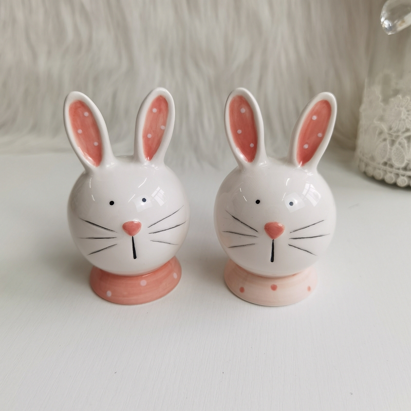 Easter Ceramic Pink Rabbit salt and pepper