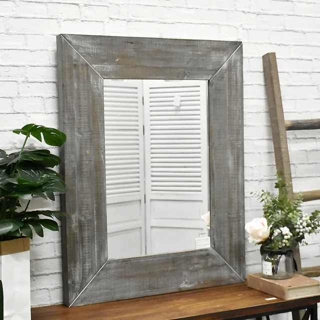 Luckywind Antique Vintage Rustic Farmhouse Frame Mirror Home Wall Decor