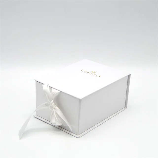 White folding paper packaging box jewelry packaging