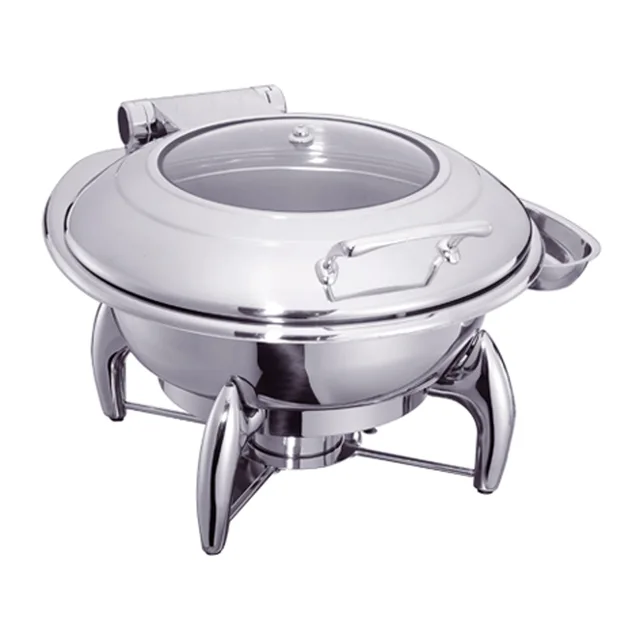 6l Mechanical Round Induction Chafing Dish W/Glass Window