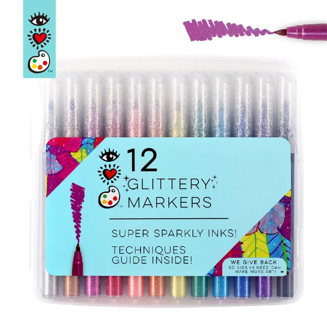 12 Assorted Colors Glitter Markers