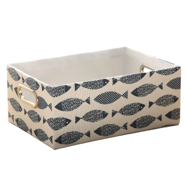 Kingwillow rectangular cotton and hemp blended toys storage underwear storage snacks storage debris storage box