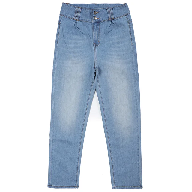 Light Blue High waistband women loos straight jeans pants long jeans pants custom G2631-Z