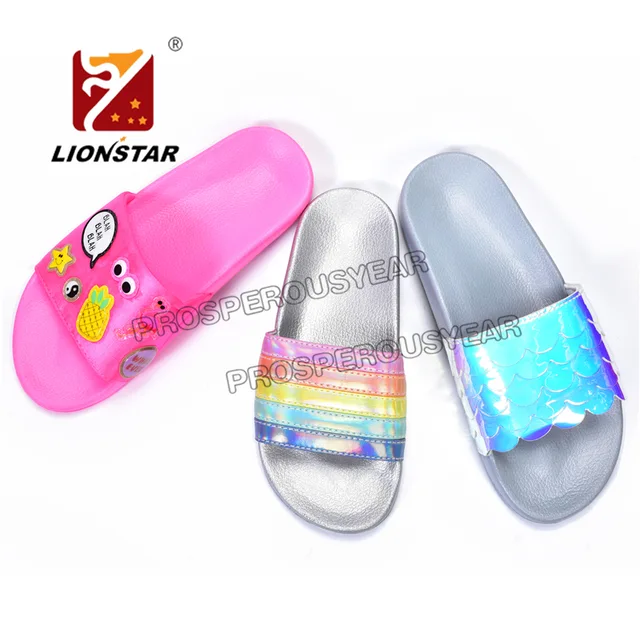 New fashion shining patch design Slide Sandal