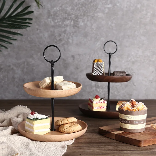 Black walnut/acacia wood cake tray
