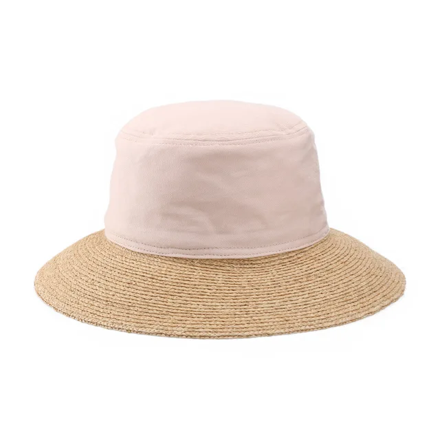 Outdoor Sun Prevention Round Top Cotton Spliced Straw hat