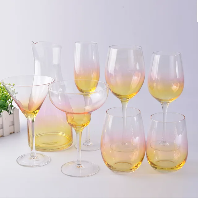 Double Color Gradual Change Handmade Glassware set /8pcs