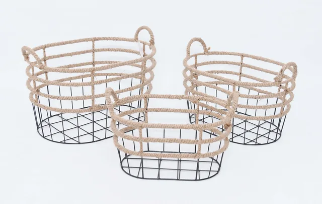Natural Oval Storage Basket Toy Basket Metal basket