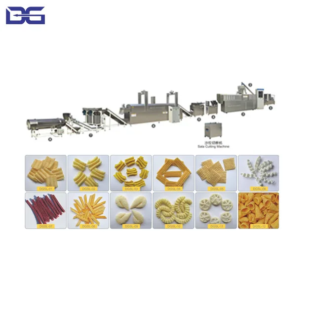 Fried bugle sala sticks non-puffy wheat snacks chips food machine process line by Jinan DG Machinery