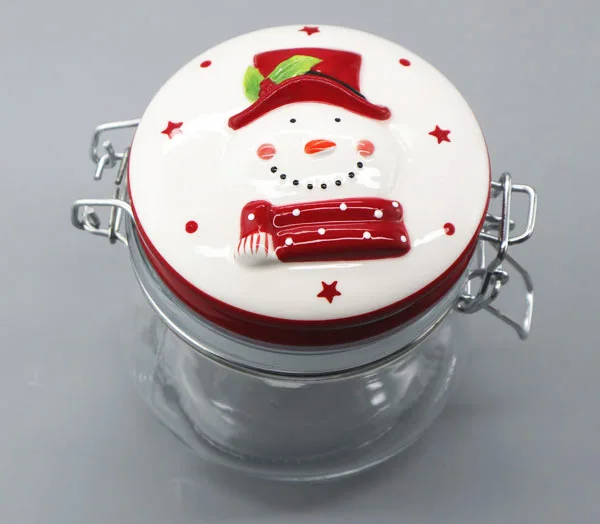 Glass bottle canister pot with ceramic lid