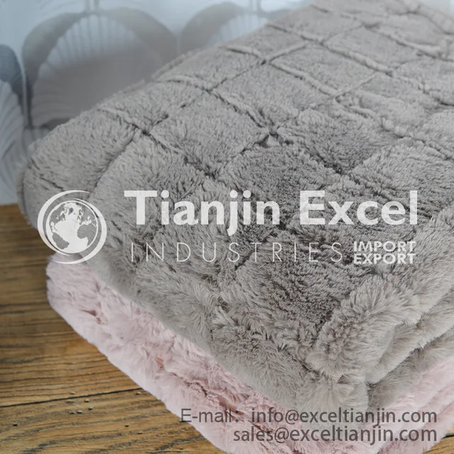 00000AA1-17 blanket, throw, bedcover - jacquard rabbit fur