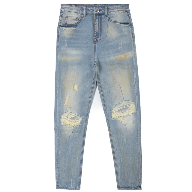 Vintage wash rippedn men denim jeans pants G2086