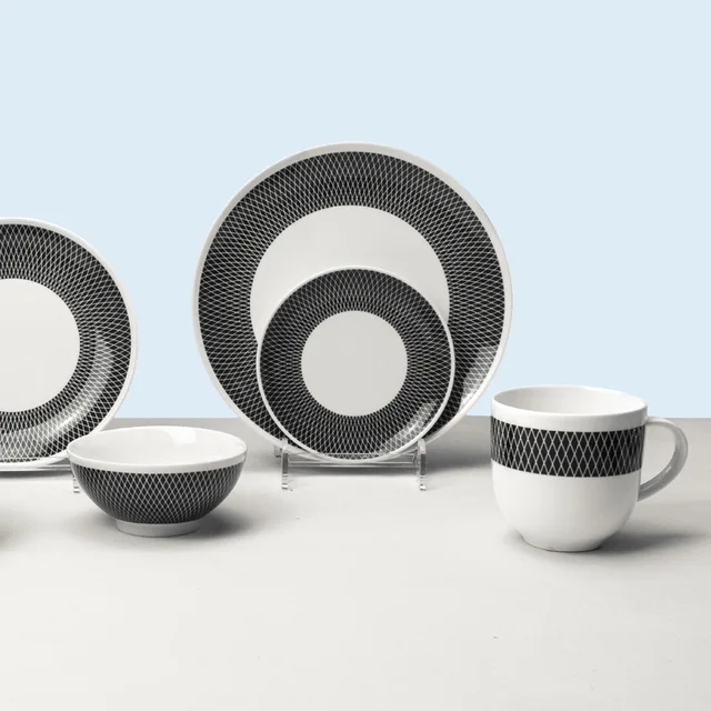 SAM&SQUITO/NEW POWER Black Grid Stronger New Bone Porcelain tableware North European