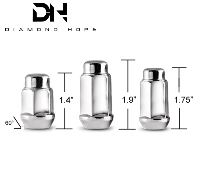 Black chrome xl bulge acorn lug nuts for car
