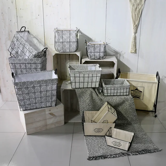 Metal with fabric storage baskets