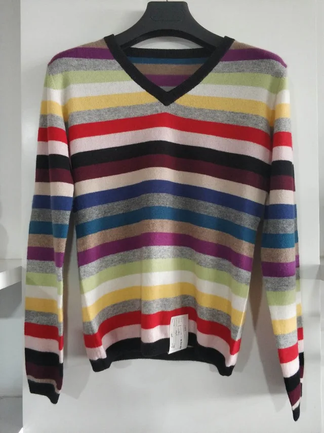 Cashmere stripe sweater for lady