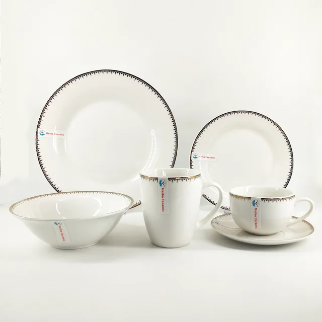Bake real gold paper design porcelain 20pcs dinnerware set
