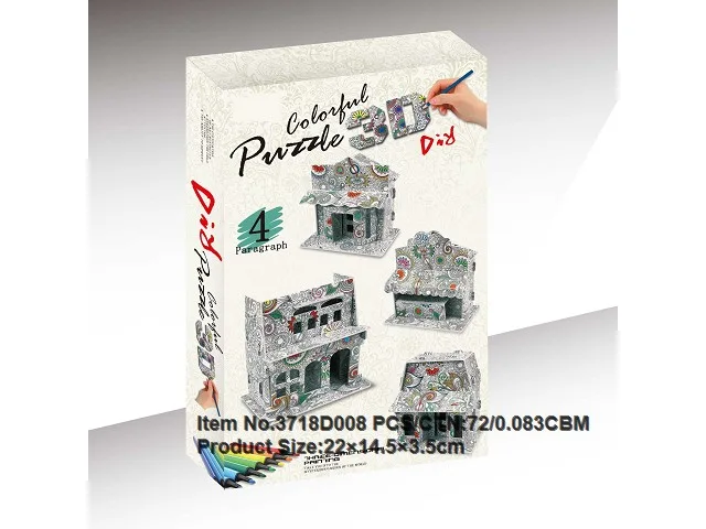 3d coloring puzzle - house