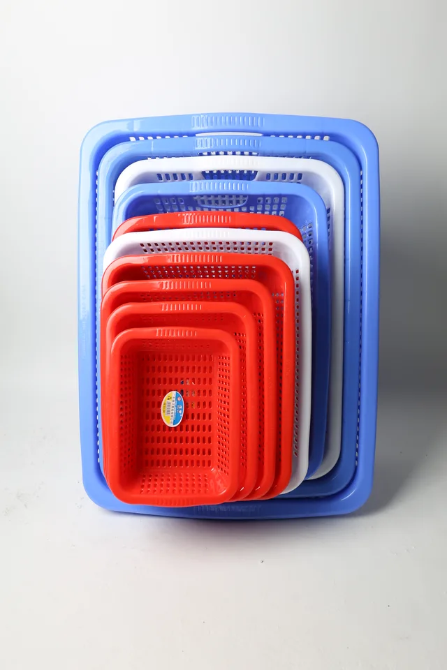 Plastic rectangle sieve plastic storage basket from 25L to 90L