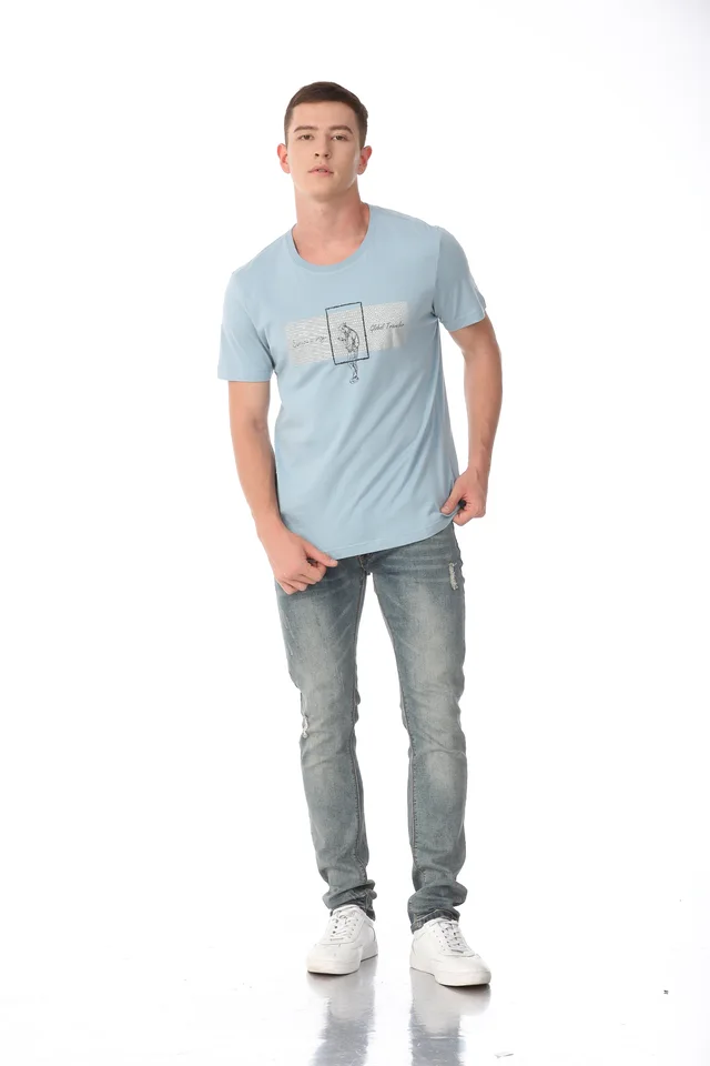 Men cotton short sleeve T shirt with printing