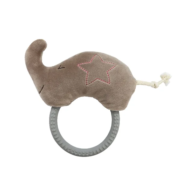 9.5cm Plush Elephant with Solid Latex Ring BB whistle Dog Pet Toys