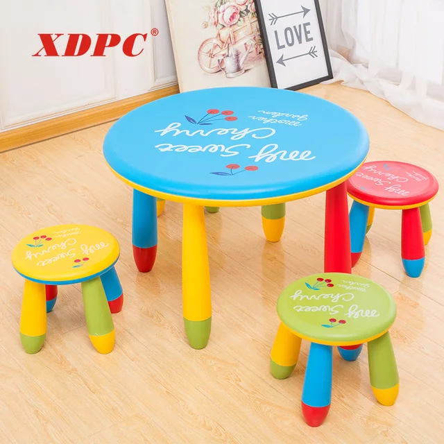 China manufacturer best price round plastic kids baby study table set