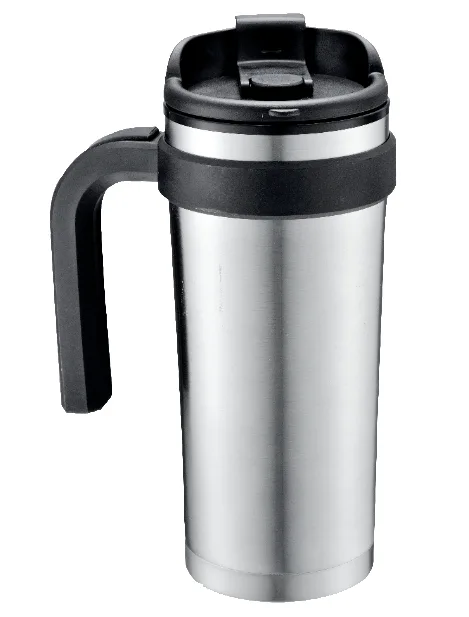 Double wall travel mug with handle