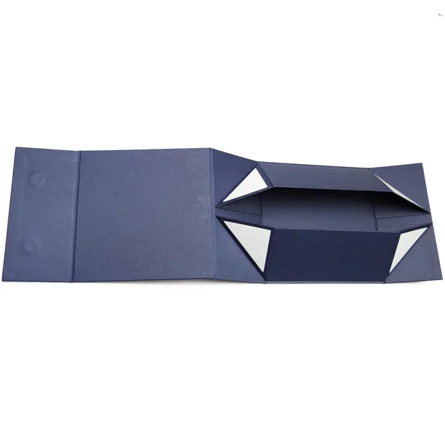 Luxury blue folding box clothing packaging box with local UV