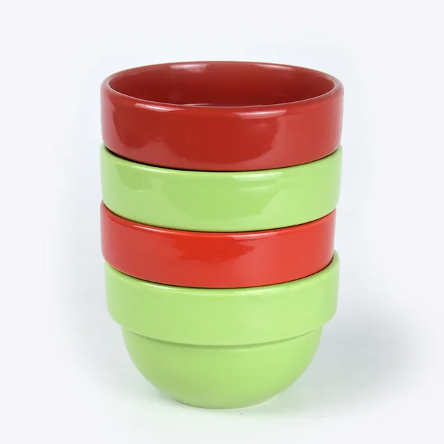 4pcs 5'' ceramic glaze stackable bowl set