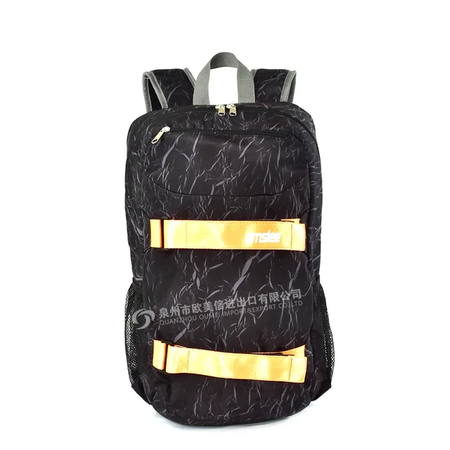 Multifunction sport AOP backpack with skateboard New fashion Crinkle fabric in Skaterboard backpack